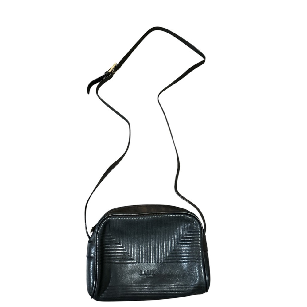 Vintage LANVIN Paris black leather crossbody bag